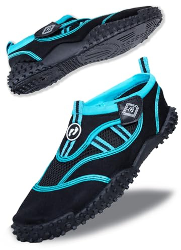 Two Bare Feet Rockpool Aqua Shoes – Lightweight, Quick-Drying Water Shoes for Men, Women & Kids – Perfect for Beach, Pool, Water Sports, and Outdoor Activities (Aqua (Rockpool), UK7