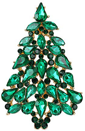 EVER FAITH Österreichische Kristall Party Wishing Tree Teardrop Brosche Pin Gold-Ton