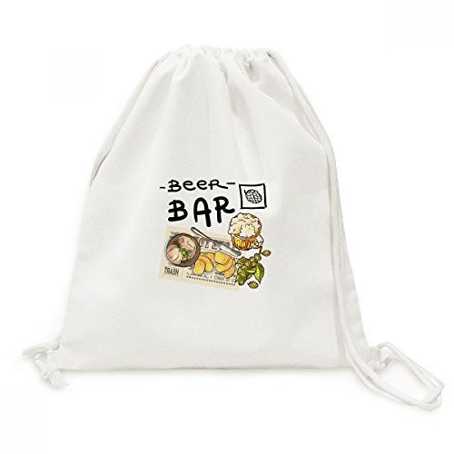 DIYthinker Steak Bar France Toast bière Toile Drawstring Backpack Voyage Sacs