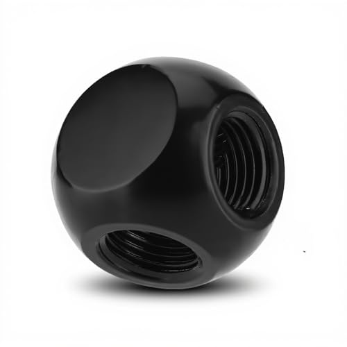 Richer-R G1/4 Innengewinde 4-Wege Tube, Messing PC-Wasserkühlung Tube Anschluss 180 Grad,G1 / 4 Sphärische Rohr Stecker für PC Wasserkühlung Schwarz/Silberig(Black)