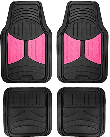 FH Group Auto-Fußmatten, strapazierfähige Gummi-Fußmatten, universelle Passform, Komplettset, wetterfest, zuschneidbar für die meisten Autos, Limousinen, SUVs und Trucks, Monster Eye, Rosa
