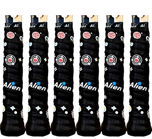 Alien Pros Tennis Racket Grip Tape (6 Grips) – Precut and Dry Feel Tennis Grip – Designer Tennis Overgrip Grip Tape Tennis Racket – Wrap Your Racquet for High Performance (6 Grips, Black Space)
