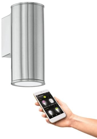 EGLO LED Wandlampe Riga, Wandleuchte außen, Außenleuchte aus Edelstahl, Außenlampe mit GU10 Fassung, IP44, H 15 cm