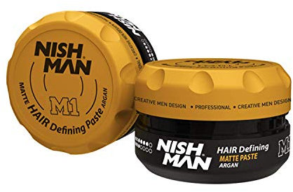 NISHMAN M1 Hair Defining Paste Wax - Matte Paste Argan 100g - Matte Finish, Strong Hold, Adds Volume & Texture - Perfect for Short to Medium Hair