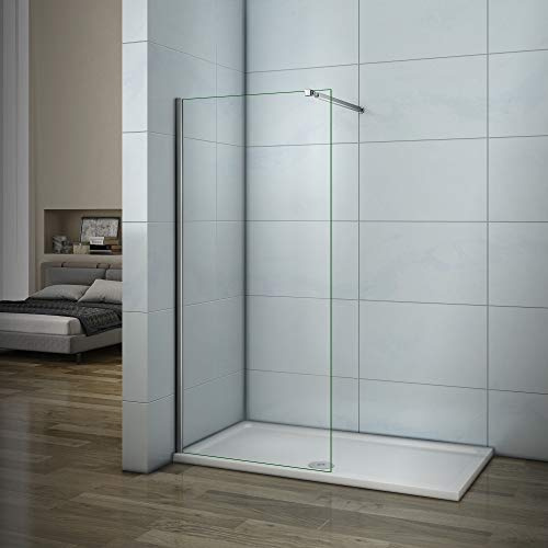 AICA ITALY Parete Doccia Walk-in Con Barra Stabilizzatrice Regolabile 73-120cm Vetro 6mm Temperato Anticalcare Misura 85x185cm