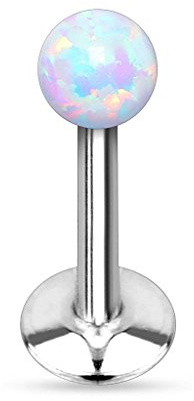 Taffstyle Piercing Stecker mit Opal Stein | Lippe Ohr Nase