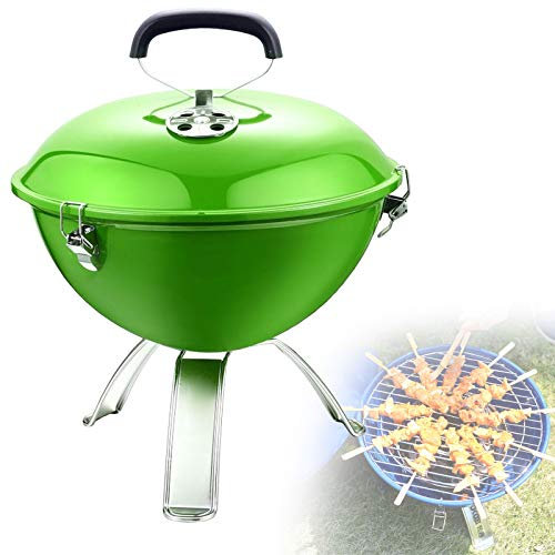 0℃ Outdoor Griglia a Carbone, Barbecue Portatile Senza Fumo Griglia per Affumicare a Carbone, Strumento Barbecue per Feste e Campeggio Brillante per Griglia per Affumicare Il Carbone,Verde