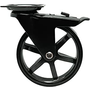 Headbourne 8300E Designerrolle, glänzend schwarz, Vintage-Serie, 10 cm, 6 Speichen, 4 Stück