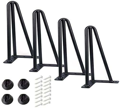 Qrity Haarnadel Tischbeine, 3-Stangen Haarnadel Füße, DIY Black Hairpin Couchtisch Beine Heavy Duty Metall Möbel Bein für Beistelltisch, Bank und Nachttisch, Set von 4, 6