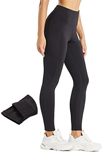 Comallan Leggings Termico Donna Invernali Impermeabili Pantalone per Corsa Trekking Yoga Neve Fitness Sport Foderati in Pile e con Tasche