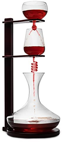 Wine Tower Decanting & Aerator Set by The Wine Savant - Unique Wine Decanter - 3 Aerating Parts - Upper, Middle & Lower Aerators - Whisky & Wines Carafe, Proven to Enhance & Improves Flavor & Aromas