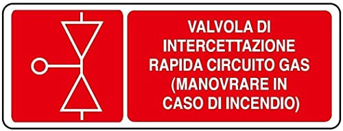 NEW CARTELLO SEGNALETICO UNI - valvola intercettazione gas - Adesivo Extra Resistente, Pannello in Forex, Pannello In Alluminio (ADESIVO 30X12 cm)