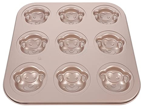 Homoyoyo 6-Cavity Monkey Carbon Steel Cake Mold Non-Stick Baking Pan for Home Oven Use Cartoon Madeleine Muffin Tray Baking Tool