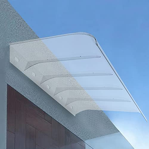 Pultbogenvordach,Vordach für Haustür Transparentes Pultvordach aus 3mm Dicke Polycarbonat,Haustürdach Überdachung Türdach für Draußen Sonnenschutz Regenschutz Schlagfest (50x180cm/20 x71)