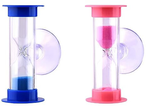 REQAG 2 Pezzi Clessidra Spazzolino Clessidra Clessidra Tre Minuti con Ventosa per Giochi, Cucina, calcolo del Conto alla rovescia del Tempo di spazzolatura dei Denti