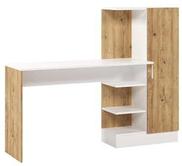 Vente-unique - Armoire de Rangement 2 Portes + étagéres intégrées MILARIA – Coloris chêne et Blanc – Meuble Compact et Fonctionnel pour Chambre ou Bureau - Montage Facile