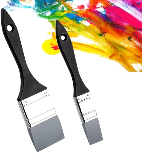 Silicone Paint Brushes,1 Inch & 2 Inch Flat Silicone Paint Brushes,2Pcs | Silicone Colour Shaper Brush Set,Solid Flat Flexible Paintbrush Set Color Shaper Painting Tool Acrylic Paints Watercolor