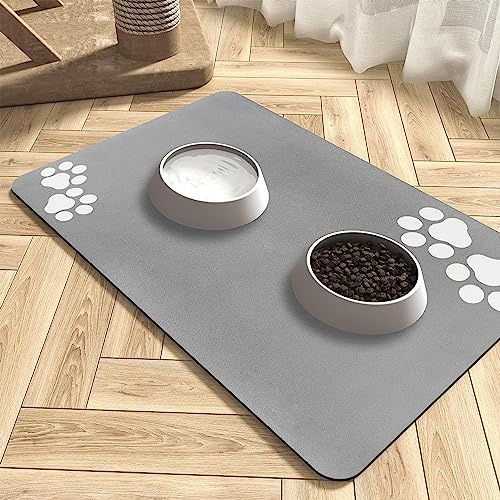Napfunterlage Hund Katzen Futternapf Unterlage: 50 x 30 cm rutschfeste Hundenapf Unterlage Katzennapf Fressnapf Futtermatte - Saugfähige Schnelltrocknend Katzenmatte Futter Matte Katzenfutter