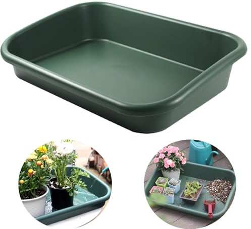 Defemim Bandeja ordenada de jardín, bandeja multifuncional de una pieza para sembrar, mezclar, cultivar y almacenar macetas, bandeja de mezcla de tierra para suculentas y cactus, 23 x 16.4 x 4.3