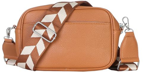 MATY FASHION Damen Tasche kleine Handtasche mit breiten Riemen Schulter Crossbody Bag moderne Umhängetasche 2528 (Braun)