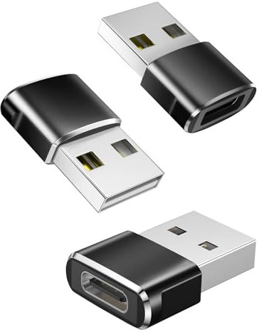 USB C to USB Adaptor 3Pack, USB to USB C Adapter, Type C Female to A Male Charger Cable Converter Compatible with Mbook, Notebook, Tablet, Smartphone, Airpods,Galaxy S23 S24 A34, iPad 10 Air 4 5