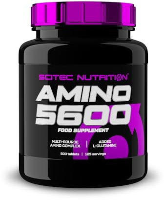 Scitec Nutrition Amino 5600 Comprimidos, Aminoácidos Esenciales y BCAA con L-Glutamina, Ayuda a la Recuperación y Crecimiento Muscular, Fórmula de Proteína de Suero y Caseinato, 500 Comprimidos