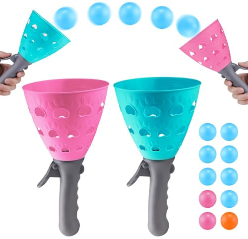 LIVESTN Gioco di palla da pesca, con 2 bicchieri da pesca e 10 palline, cattura la palla da lancio, giochi all'aperto per bambini, per giardino, parco o spiaggia, giocattolo per feste all'aperto (B)
