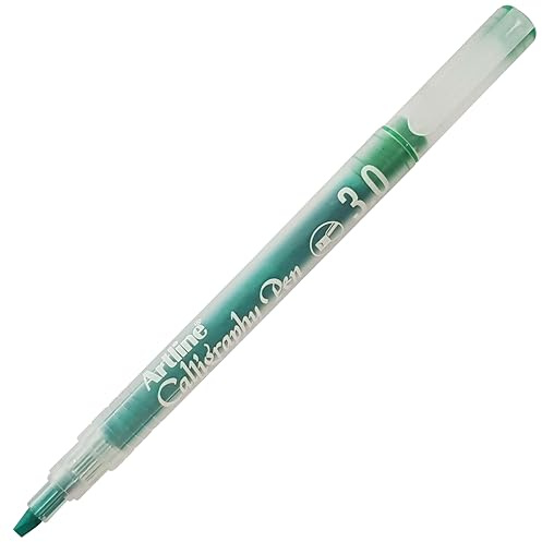 Artline Calligraphy Pen, PASTEL GREEN, Chisel Tip (3.0mm), Pack of 1, Pigment Ink, Water Based, Fade Resistant, Ideal for Lettering, Card Writing, Glass n Plastic
