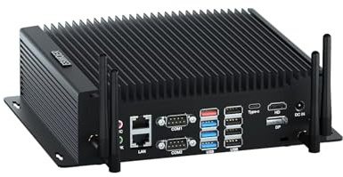 ESIMOER Mini Industrial PC Win11 Fanless Mini PC i5 10210U, 64GB RAM 1TB M.2 SSD, HD DP Type-C 4K Three Display, Dual RJ45 LAN 6 RS232 COM 8 USB WiFi BT Auto Power On