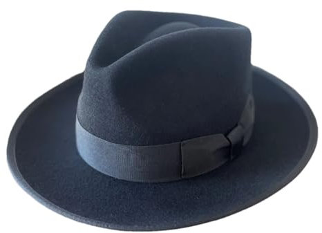 Fedora-Hut aus Wolle für Herren und Damen, Schlapphut, Panamahut, Filzhut, Schwarz , 54/56 m