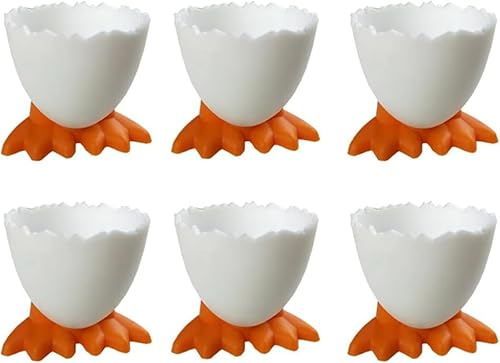 Lot de 6 coquetiers en plastique souple en forme de pieds de canard pour petit déjeuner, brunch