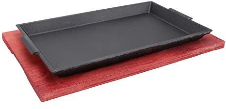 Amosfun Cast Iron Skillet BBQ Dish Roasting Pan Non-Stick Grill Pan for Oven Barbecue Plate Beef Steak Tray Baking Dish
