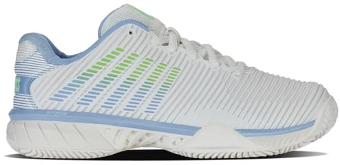 K-Swiss Damen Hypercourt Express 2 Tennis Shoe, WHT/DTCHCNL/Green, 39.5 EU