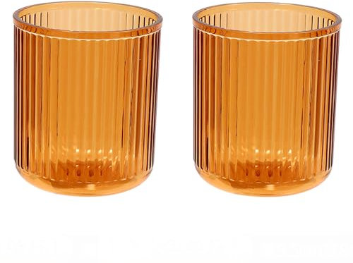 CAWEIN Lot de 2 gobelets de salle de bain incassables, passent au lave-vaisselle (orange et orange)