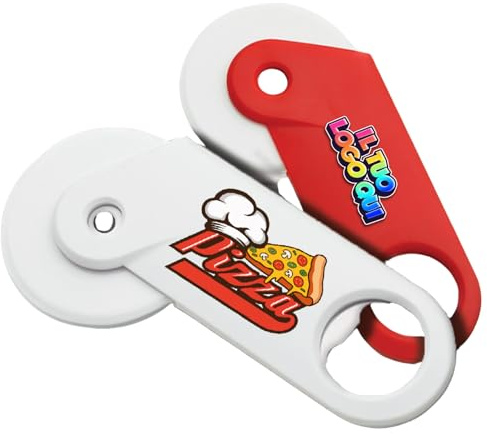 D&Vlab Kit Set 50 Rotella Taglia Pizza con Apribottiglie Personalizzata con Logo Scritte Foto Idea Regalo Bomboniera Gadget Aziendale Promozionale (50)
