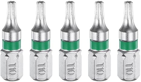 QUARKZMAN 5pz Punte Cacciavite Torx T10H 1/4 Attacco Esagonale Acciaio S2 | Punte Cacciavite Elettrico, 25mm/1 Lunghezza, Stelle Magnetiche a 6 Punti, con Foro Testa Torx