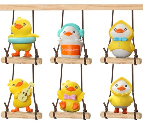 6 Stück Rückspiegel Anhänger, Süße Autospiegel Anhänger Hängend Ornament, Schaukel Ente Auto Innenraum Deko, Auto Anhänger Swinging Duck Hängend Zubehör, für Autospiegel Hängendes Zubehör (A)