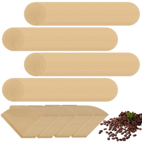 HWSWSH 800 Pcs Filtres à Café en Papier Ronds de 64 mm + 40 PCS Papier Filtre à Café en Forme en V, Filtres à Café Naturels, Filtre à Café Cône pour Cafetières, Machine à Café, Bureau(Couleur du Bois)
