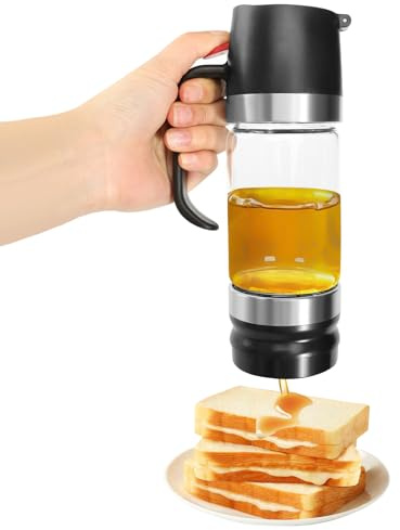 GOSHIES Honigspender Glas 350 ml Honigspender Tropffrei Glas Honigtopf mit Griff Sirup Spender Honigspender Tropffrei Glas Honey Dispenser