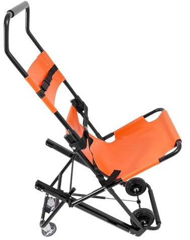 Manueller Lift Treppenstuhl Klappbarer Evakuierungsstuhl Klapptreppenstuhl Medizinischer Notfall Evakuierung Rollstuhl Faltrollstuhl Manuell Fahrend Leichtgewicht Faltbare Transport (Orange)