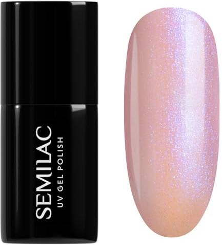 Semilac UV Nagellack 923 Blue Glazed 7ml Gel Nagellack für Nägel | Rosa mit blau-violettem Schimmer - transparent - Glazed Look