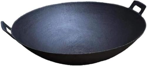Cucina Wok Professional Iron Iron Wok Pad Padella Antiaderente Senza Rivestimento Panna anziana addensata con Ampie Manici Chef Wok (38 cm)