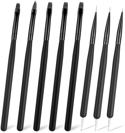 8 Pcs Double-ended Nails Art Brushes Kit Nails Arts Tools Nail Detail Brushes Dotting Tool for Nail Art for Beginner Professional Paint Design 3D Carving