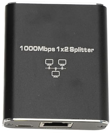 Networking Device, Ethernet Splitter, Gigabit Network Switch for Cat5/5e/6/7/8 Cable, 2 Way Selector with USB Power Cable RJ45 LAN Splitter, High Data Transfer, Wide