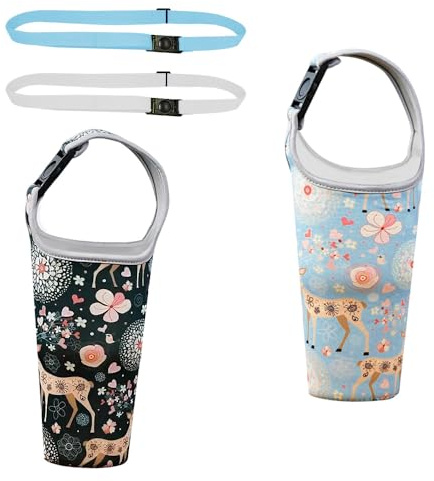 XINGSUI Wasserflaschenhülle,Tragbares Neopren Tragetasche,Trinkgläsern mit Schultergurt Neopren-Hülle,für Wasserflaschen, Plastikbecher, Glasbecher