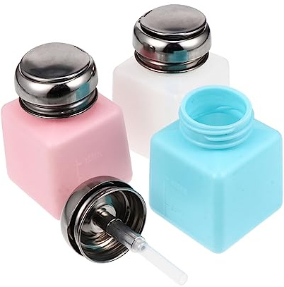PENIKOKO Flaconi a Pompa per Solvente Unghie 3 Pezzi da 100 Ml Bottiglie Pressate per Rimozione Smalto Semipermanente Bocca Larga Riutilizzabili per Trucco e Manicure Professionale