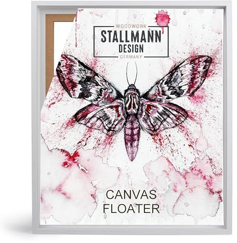 Stallmann Design Schattenfugenrahmen 100 x 150 cm | Farbe: Eiche Weiß | Leer-Rahmen für Leinwände auf Keilrahmen | mit Montagezubehör | ohne Glas und Rückwand
