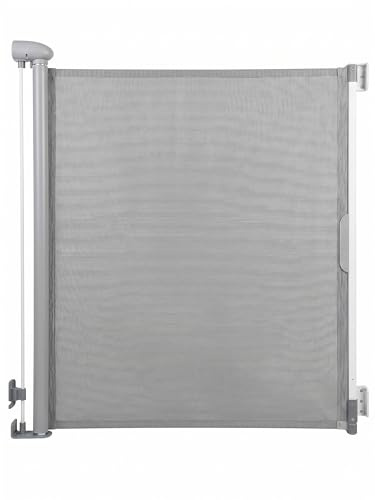 Lascal KiddyGuard Easy Treppenschutzgitter Rollo (grau) – Kinderschutzgitter für Tür & Treppe, ausziehbar bis 122 cm, automatische Verriegelung, TÜV‑geprüft nach EN 1930:2023, platzsparend