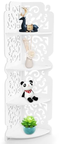 GREENSAPPIRE Corner Shelf, 4 Tier Corner Book Shelf Shelves Unit Modern Free Standing Display Open Storage Unit for Living Room Home Office White (80x22x22cm)