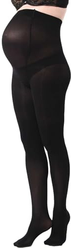 InfiniZer 320D Maternity Tights Opaque Pregnancy Control Top Tights For Women With Adjustable Belly Support High Waist Anti-Slip Soft Trousers For Everyday Comfort